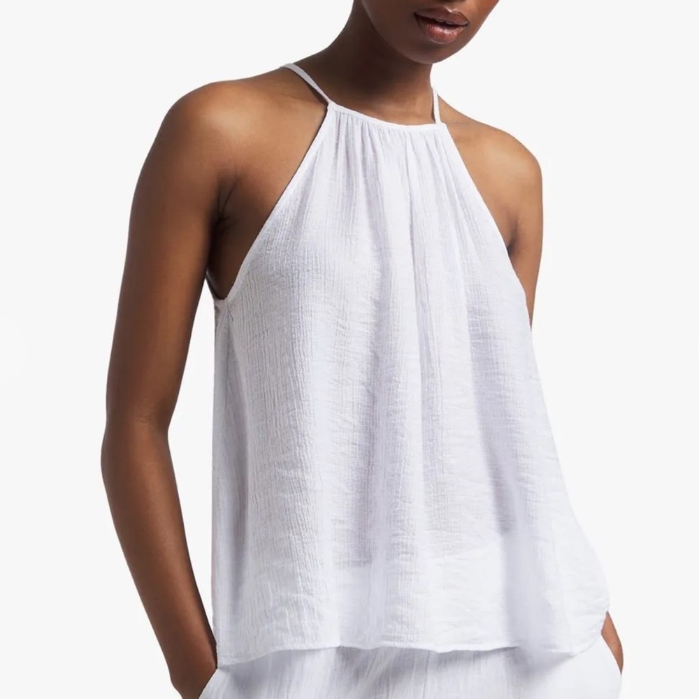 New Foschini never worn white halter crinkle cami size S